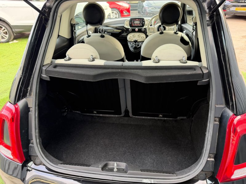 Black Fiat 500 1.2 Lounge Hatchback 3dr Petrol Manual Euro 6 s/s 69 bhp